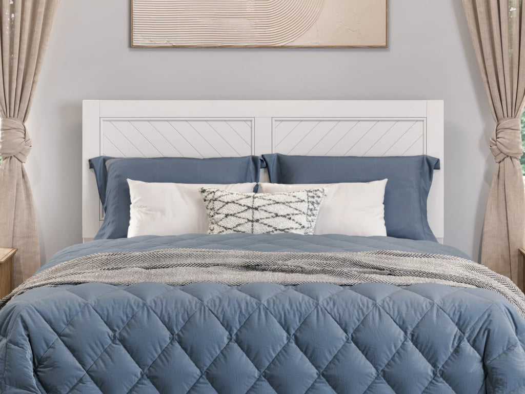 White Solid Wood Queen Headboard S667