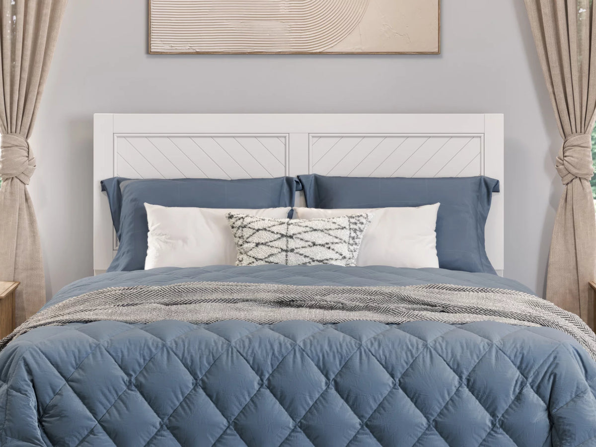 White Solid Wood Queen Headboard S667