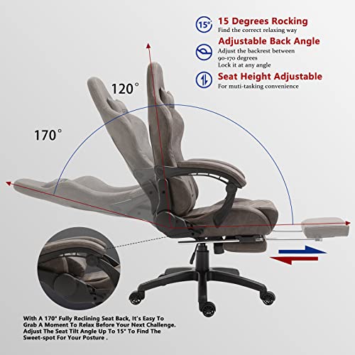 Brown Ergonomic Gaming Chair with Footrest and Massage Lumbar Support S178