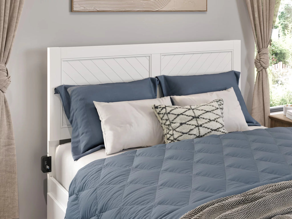 White Solid Wood Queen Headboard S667