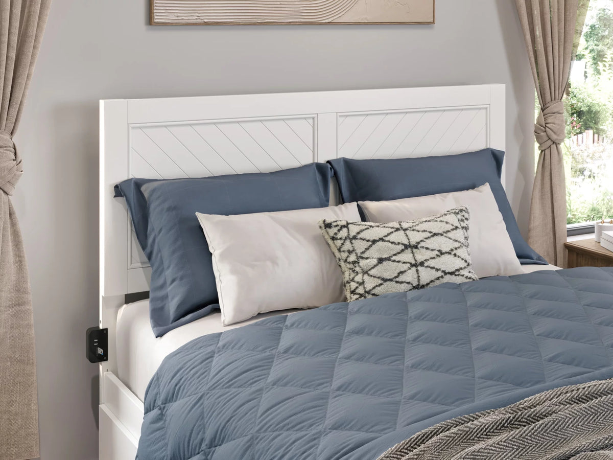 White Solid Wood Queen Headboard S667