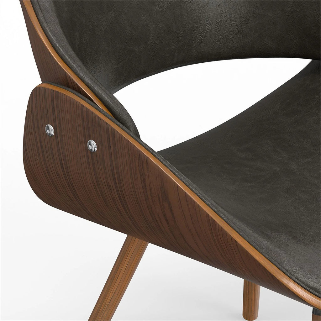 Brown Wood & Faux Leather Dining Chair E4983