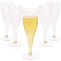4.5 oz Gold Glitter Disposable Champagne Flutes W7935