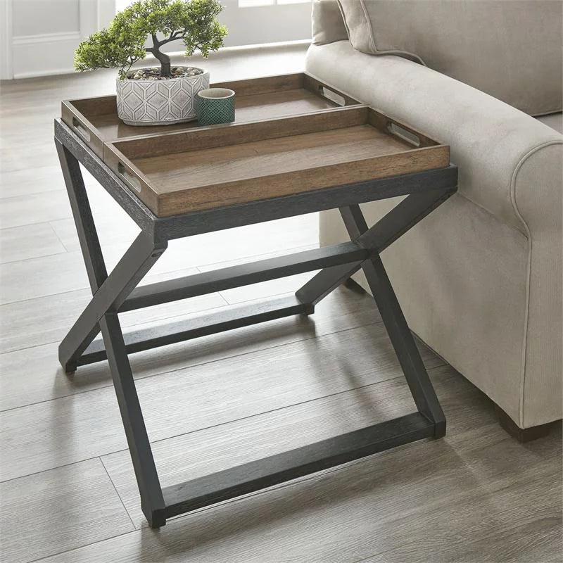 Walnut and Ebony Solid Wood End Table F7524