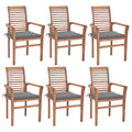 6 Pcs Teak Wood Dining Chairs with Gray Cushions I84595
