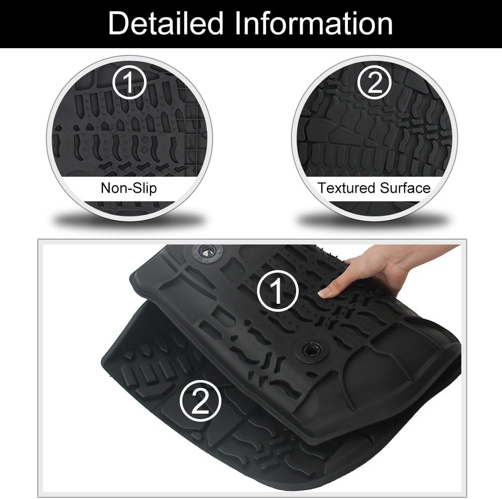Black Front Row TPE Floor Mat Set for 2014-2018 Jeep Wrangler JK JKU A59678