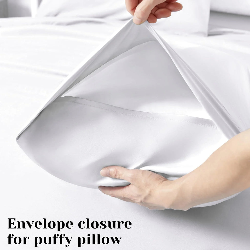 White 6 Piece 1800 Thread Count Microfiber King Size Bed Sheets Set with 15 Inch Deep Pocket Fitted Sheet G119643