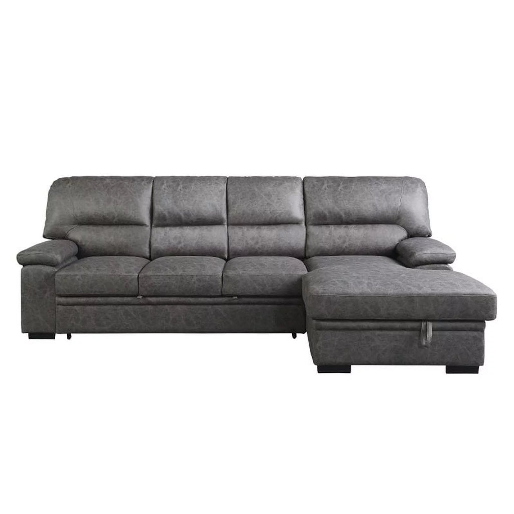 Dark Gray Microfiber Sectional with Right Chaise C18876