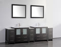 96 in. Double Sink Vanity Cabinet with Ceramic Sink & Mirror Espresso E743