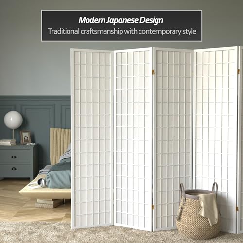 6 ft. Tall 4 Panels Window Pane Shoji Screen Room Divider M602658