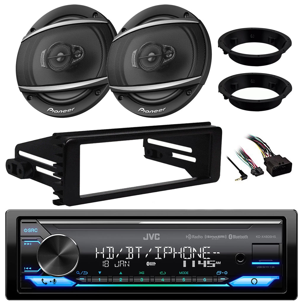 Single DIN Bluetooth USB AUX AM/FM Car Stereo Receiver with 6.5" Speakers K4730