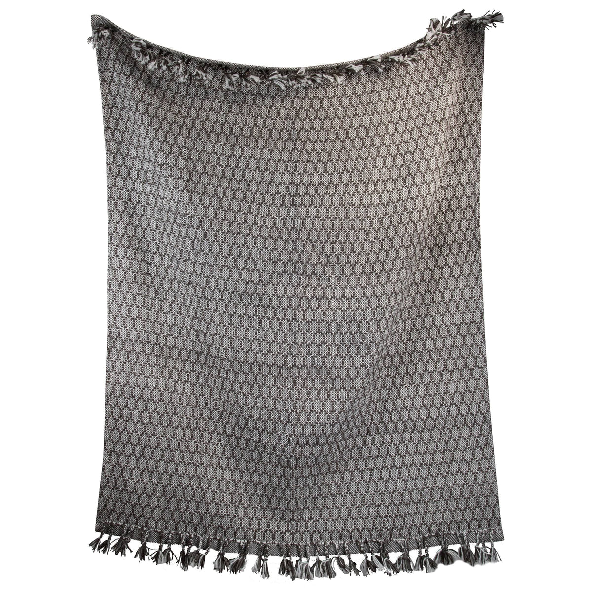 Honeycomb Pattern Hand Woven 50 x 60 inch Throw Blanket with Hand Tied Tassels H77391