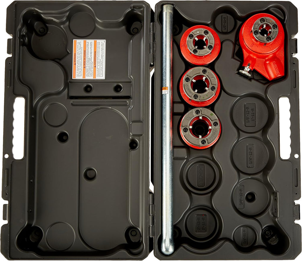 Ratchet Threader Set, 1/2-Inch to 1-1/4-Inch NPT Pipe Threading Dies and Manual Ratcheting Pipe Threader with Carrying Case Q666