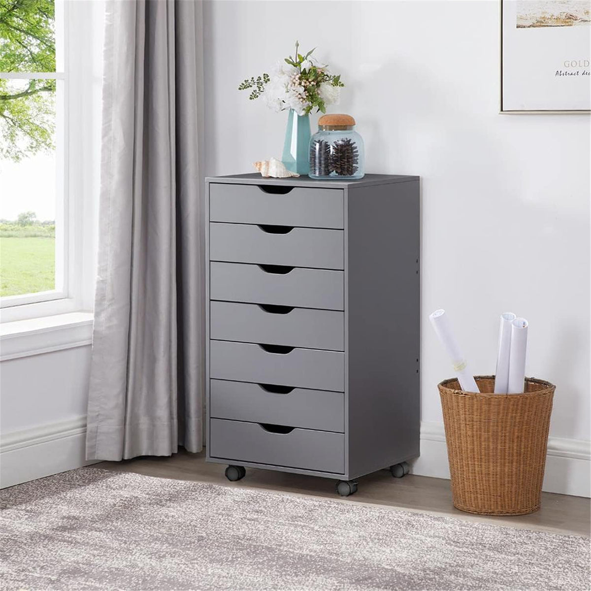 Gray 7-Drawer Mobile File Cabinet Q780661