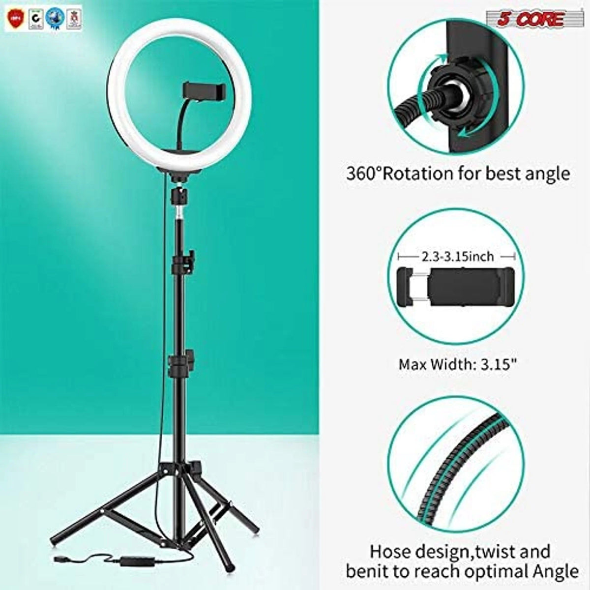 10" LED Ring Light with Tripod Stand Phone Holder Q6556