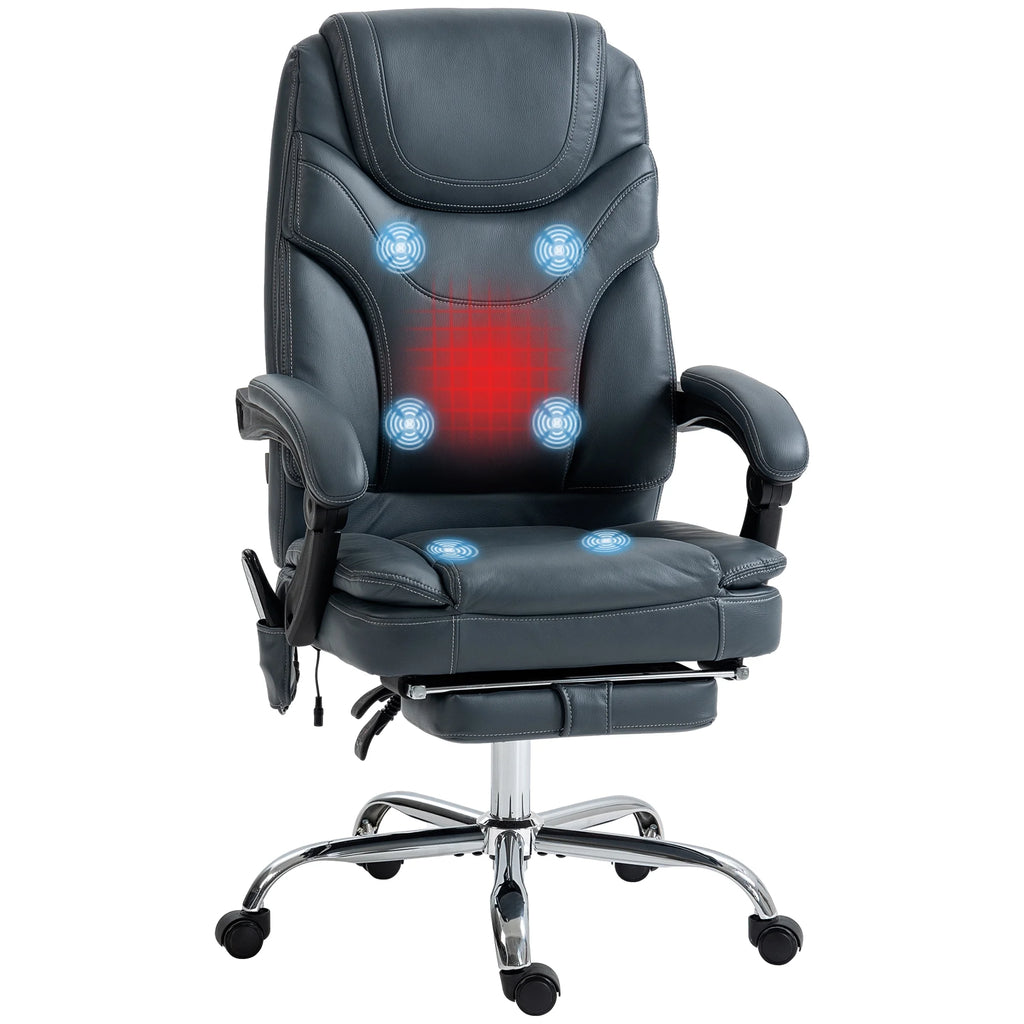 Gray PU Leather Massage Office Chair with Heat R149878