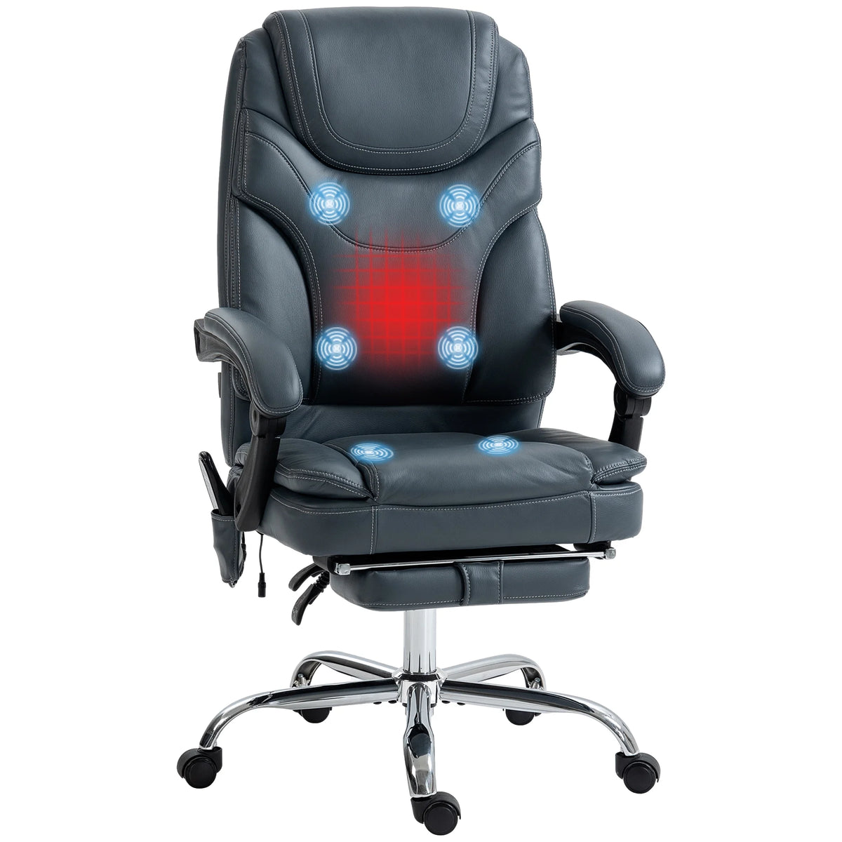 Gray PU Leather Massage Office Chair with Heat R149878