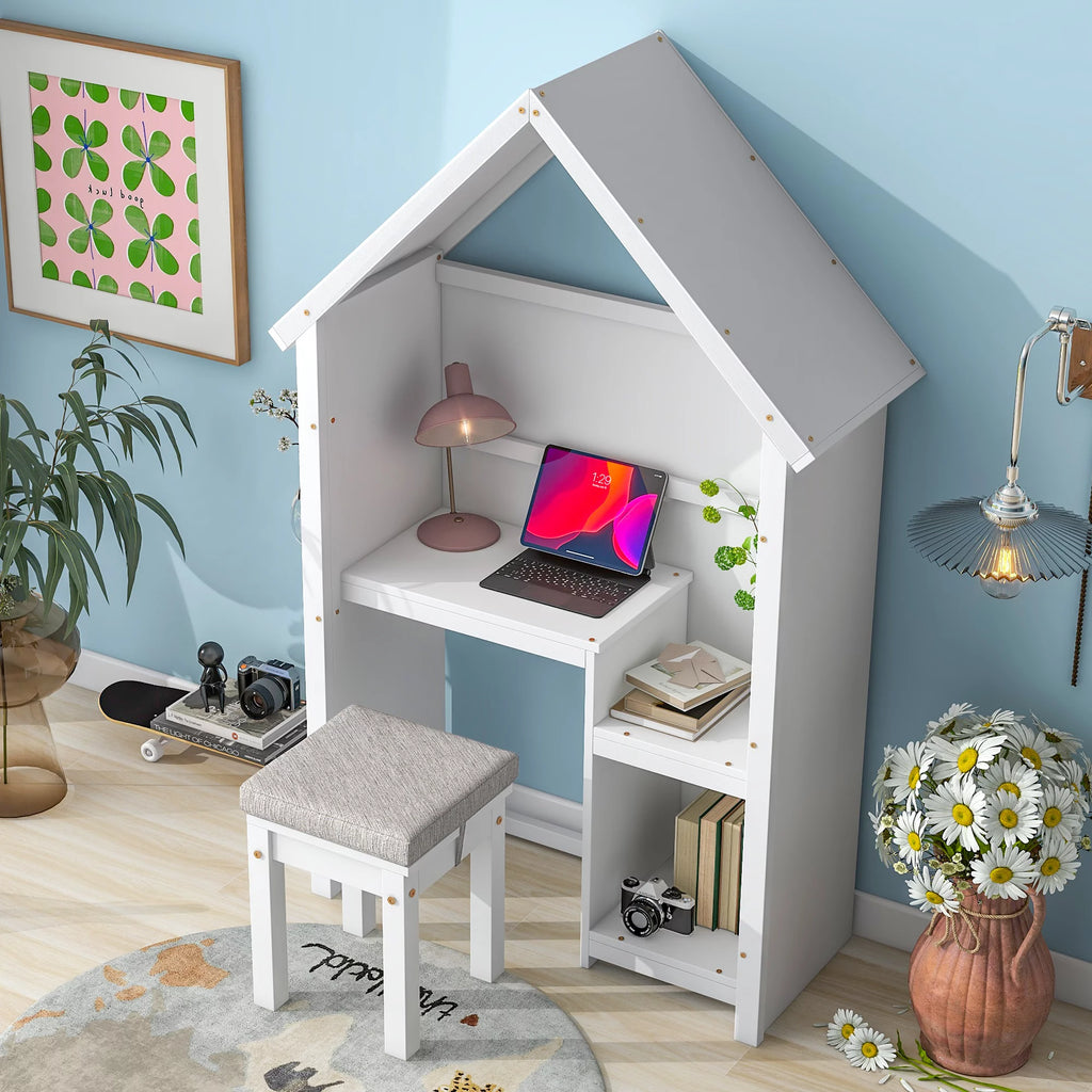 White House-Shaped Desk with Stool S4265
