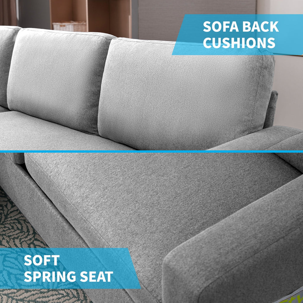 Light Gray L-Shaped Sectional Sofa with Storage Ottoman S1097