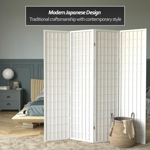 6 ft. Tall 4 Panels Window Pane Shoji Screen Room Divider M602658