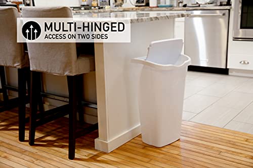 10 Gal Kitchen Trash Can with Dual Swing Lid, Pack of 2, White W1925