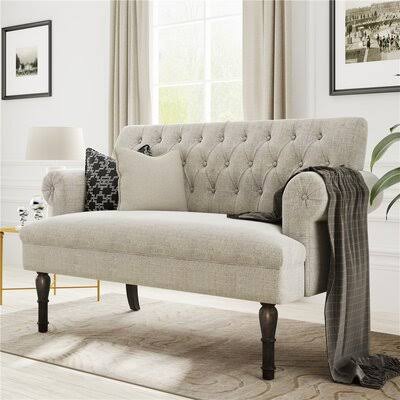 Linen Chesterfield Settee Loveseat X7538