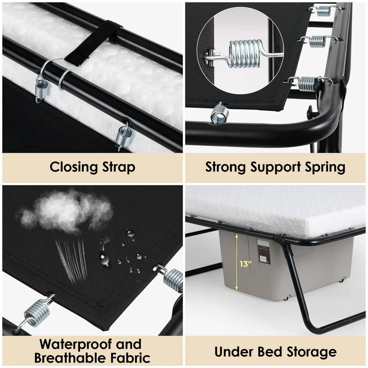 Folding Bed with Memory Foam Mattress Y762