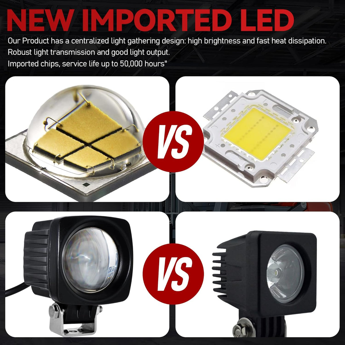 LED Forklift Safety Lights Red DC 12-100V 10W Pack of 2 A164622