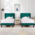 Set of 2 Twin Upholstered Platform Bed Frames with Tufted Headboard J8867