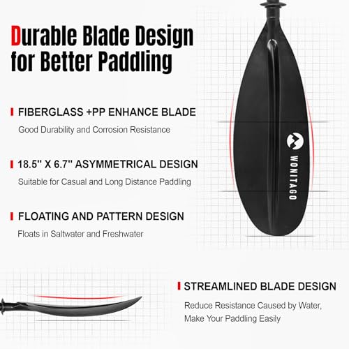 Fiberglass Shaft Adjustable Floating Kayak Paddles 3 Piece M88852