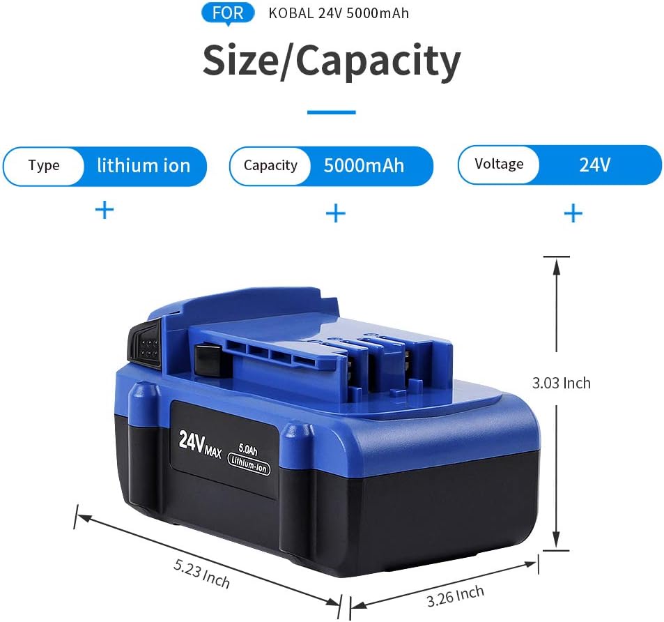 24V 5.0Ah Lithium Ion Replacement Battery Pack of 2 Y296