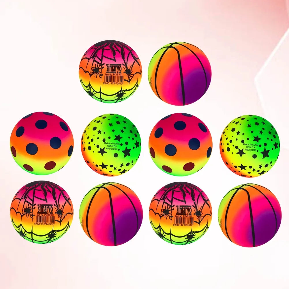 10 Pcs 16 CM Rainbow Balls Elastic PVC Beach Sports Play Ball T545
