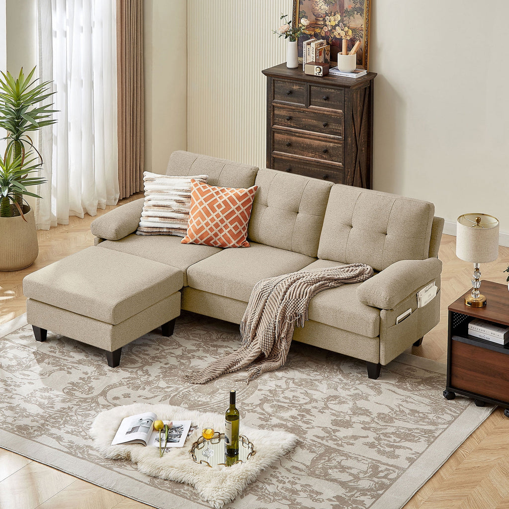 Modern Fabric L-Shaped Sectional Sofa with Chaise Q1136