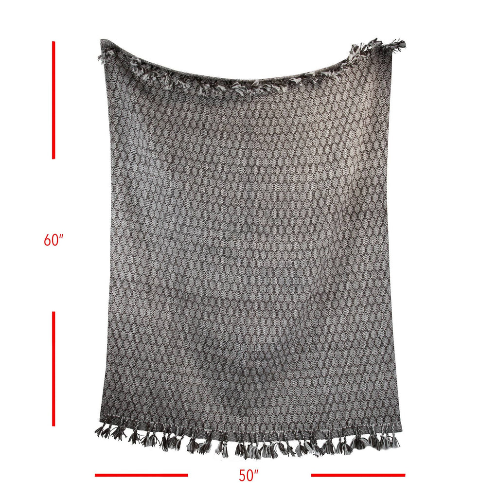 Honeycomb Pattern Hand Woven 50 x 60 inch Throw Blanket with Hand Tied Tassels H77391