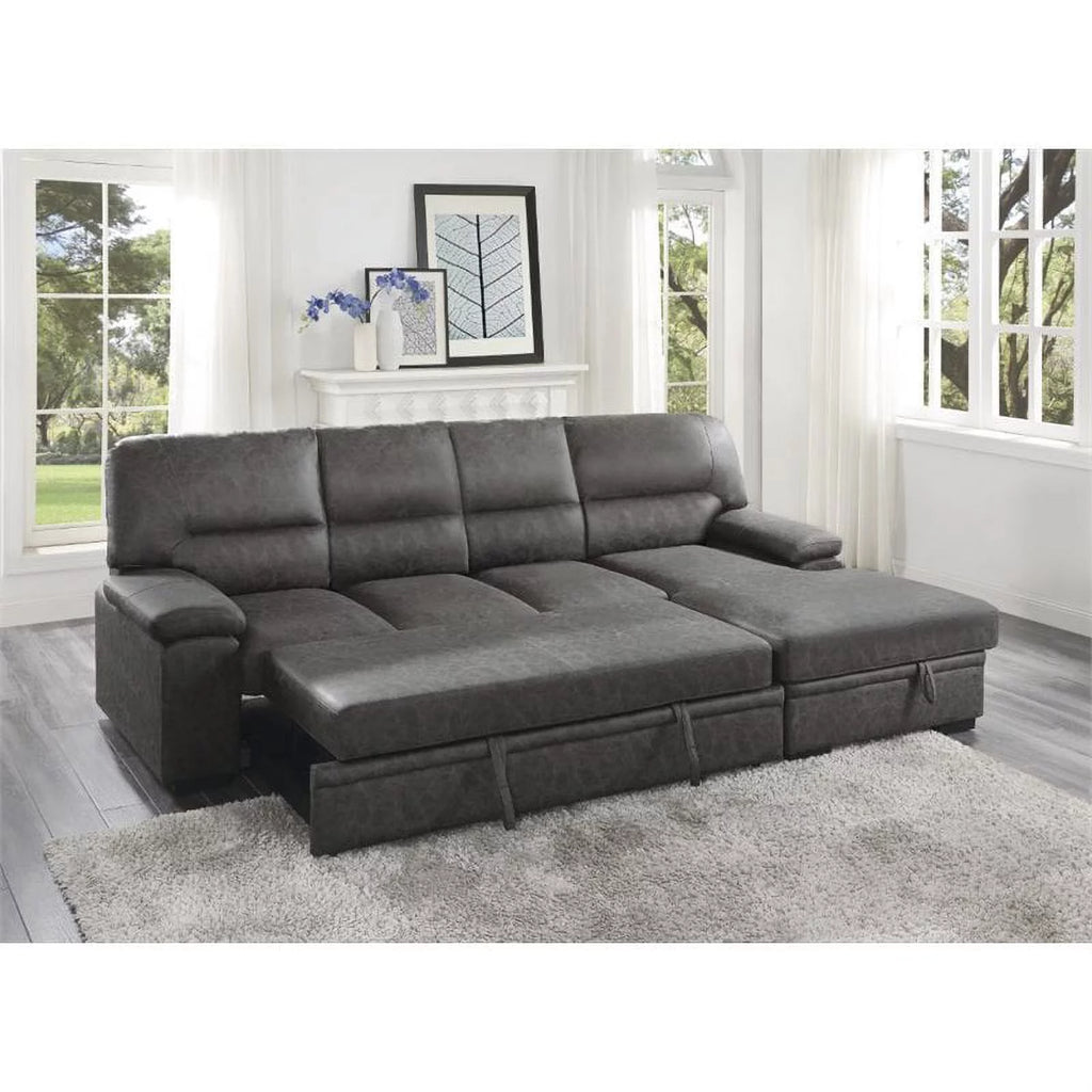 Dark Gray Microfiber Sectional with Right Chaise C18876