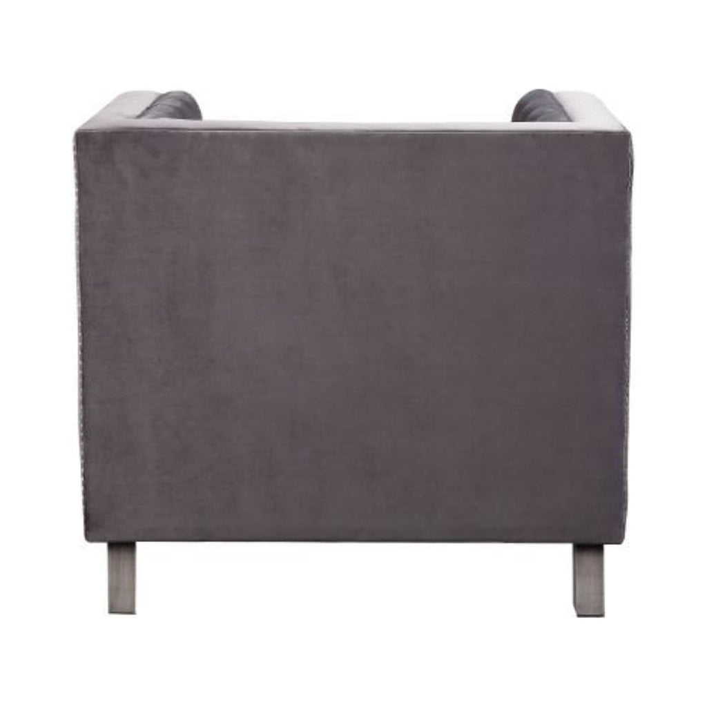 Gray Velvet Chair with Pillow T4824