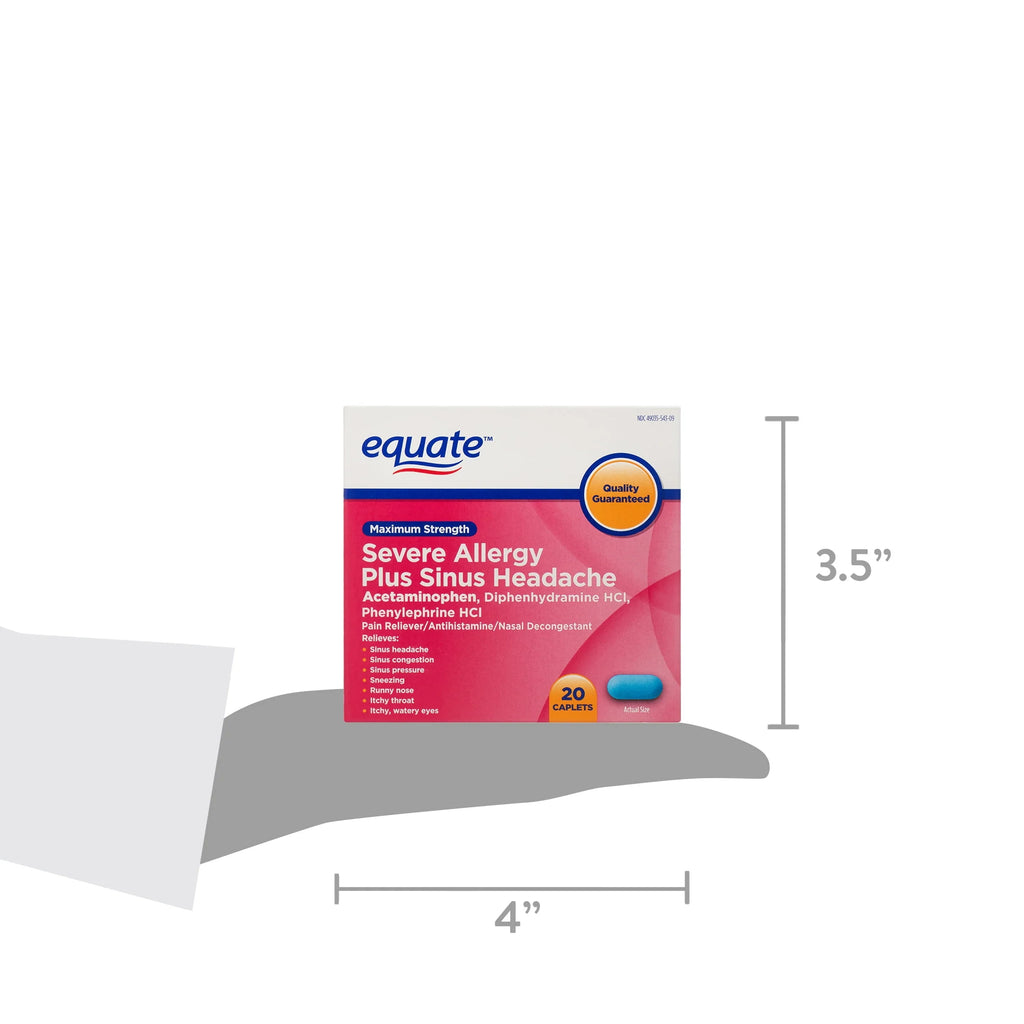 Maximum Strength Severe Allergy Plus Sinus Headache Caplets, 20 Count L2321