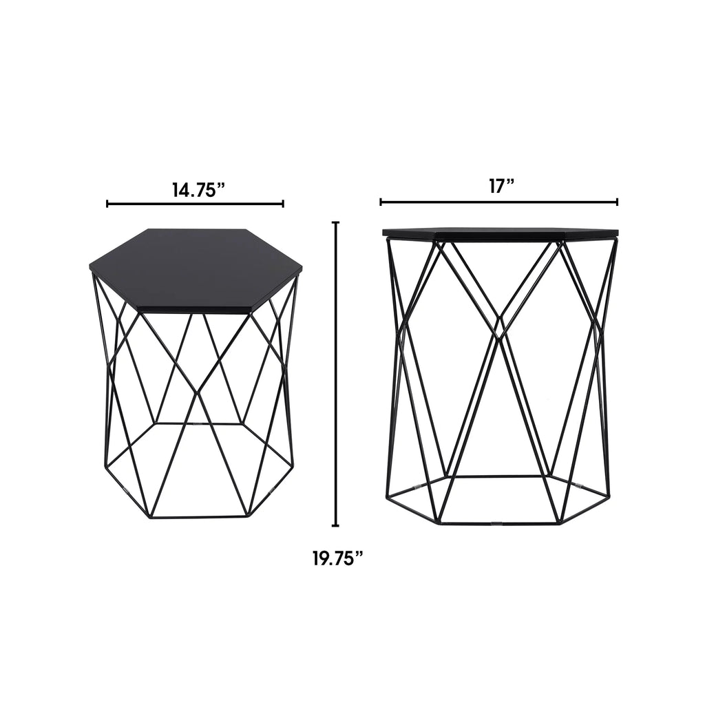 Geometric Side Table in Midnight Black W385031
