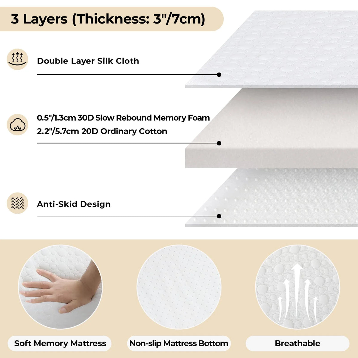 Folding Bed with Memory Foam Mattress Y762