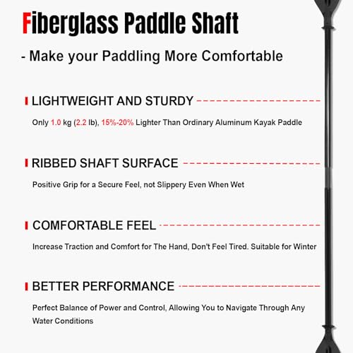 Fiberglass Shaft Adjustable Floating Kayak Paddles 3 Piece M88852