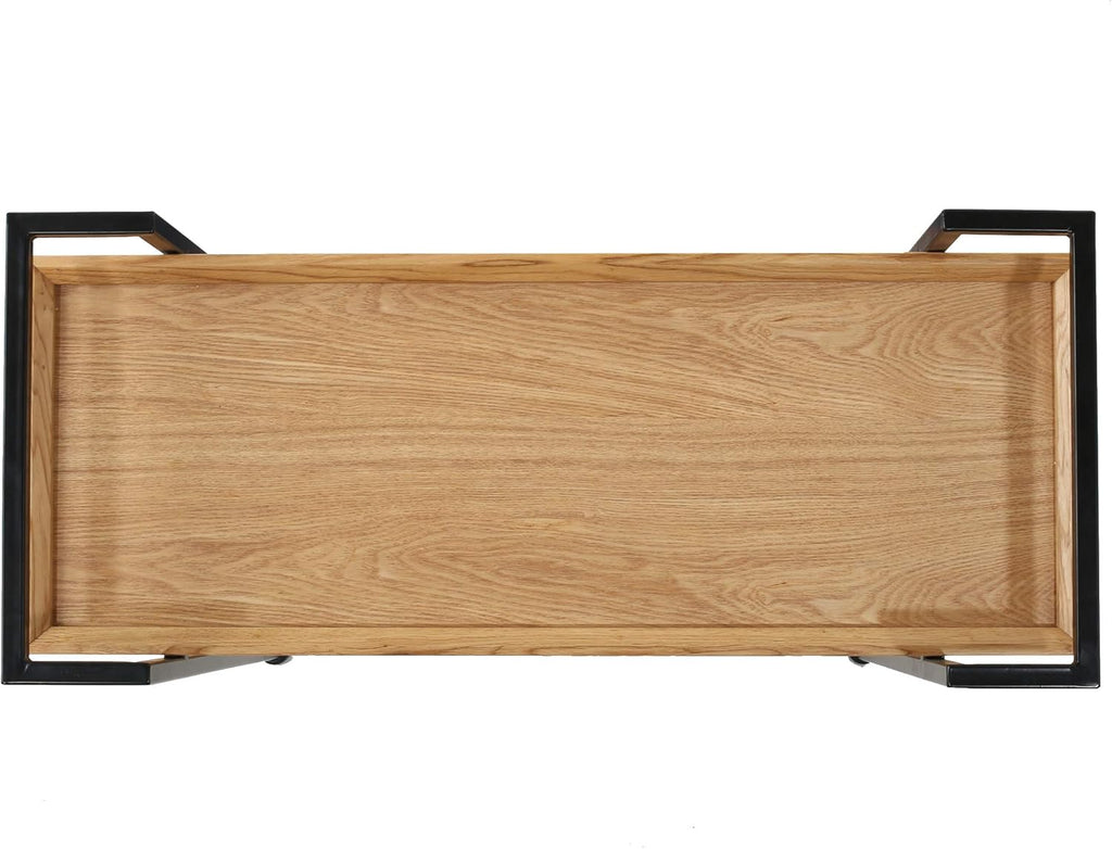 Natural Finish Black Wooden Bar Cart Z78921