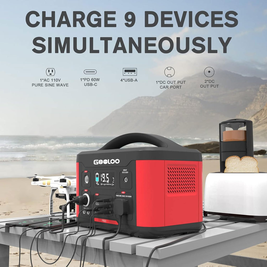 Portable Power Station 626Wh 600W AC Outlets Lithium Battery Y74339