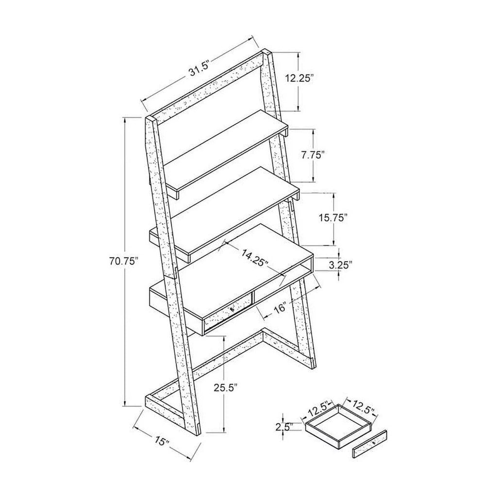 Modern Wood Writing Desk with Shelves E189