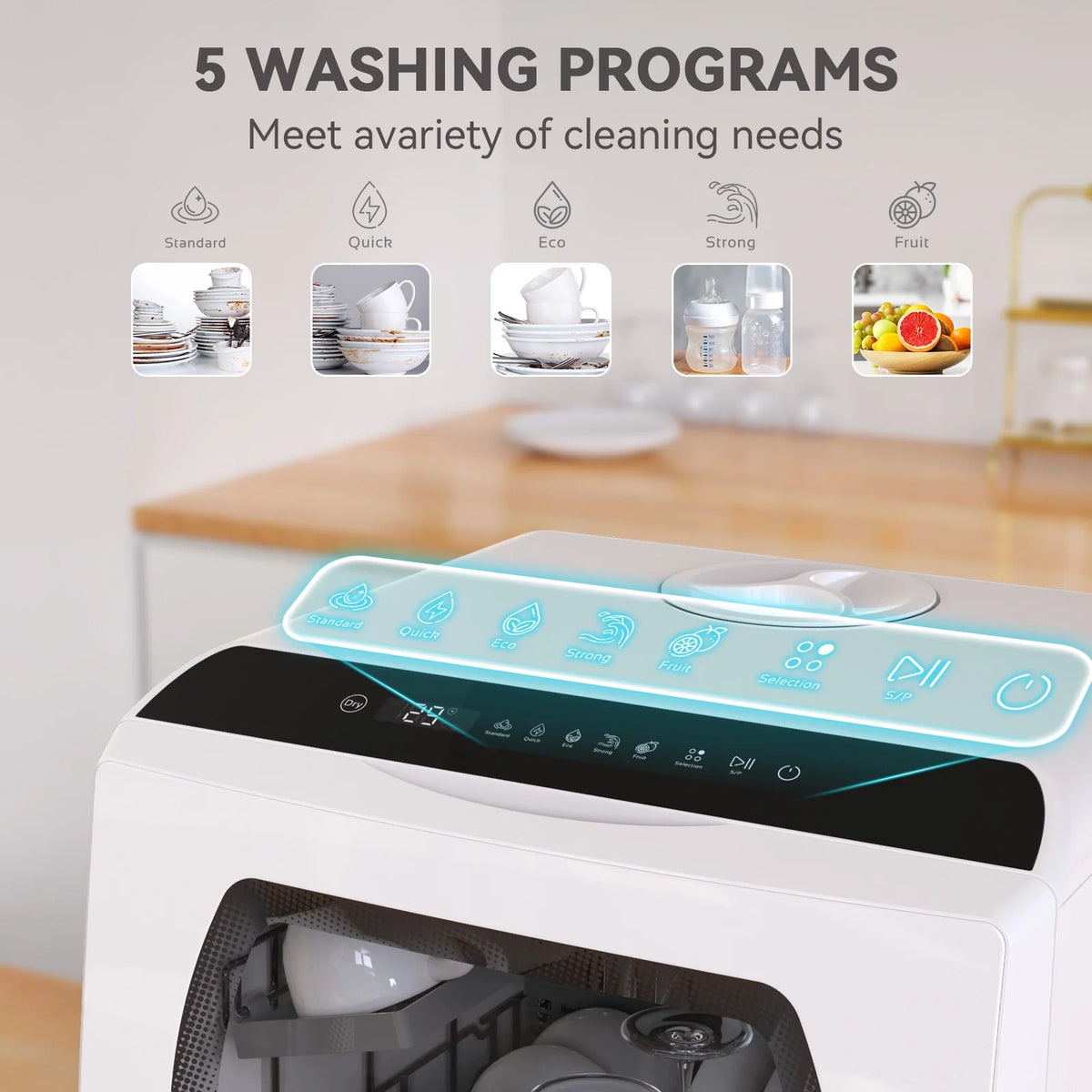 Portable Countertop Dishwasher with 5L Built-in Water Tank D82046