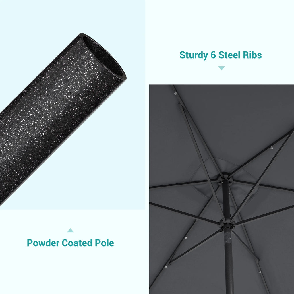 10 x 6.5ft LED Solar Patio Umbrella with Non-Fading Canopy M97752