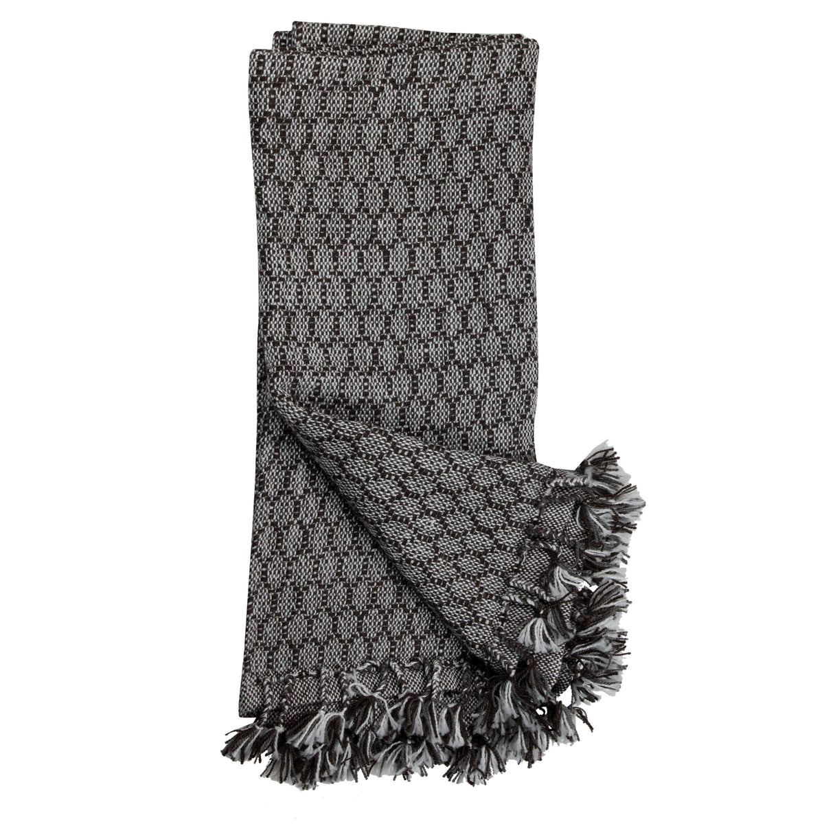 Honeycomb Pattern Hand Woven 50 x 60 inch Throw Blanket with Hand Tied Tassels H77391