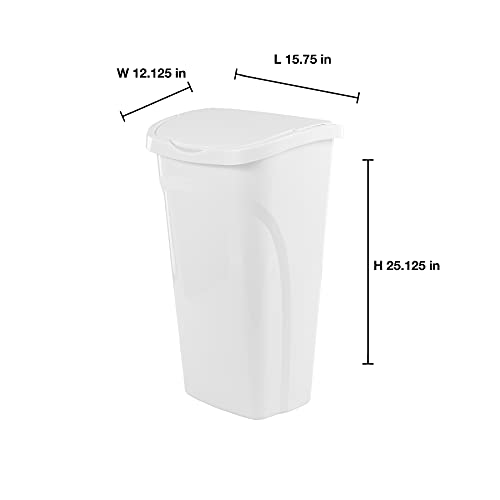 10 Gal Kitchen Trash Can with Dual Swing Lid, Pack of 2, White W1925