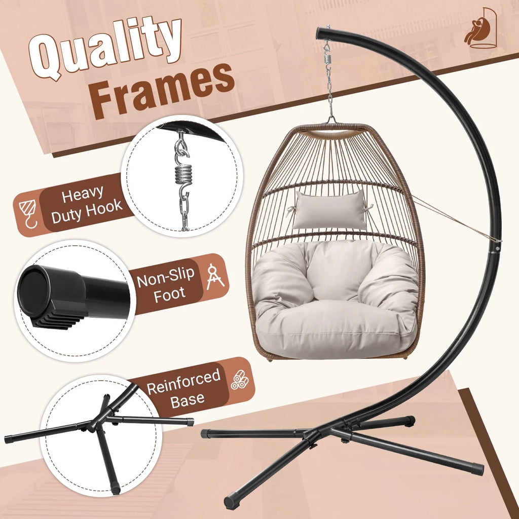 Wicker Hammock Chair with Stand Y662743