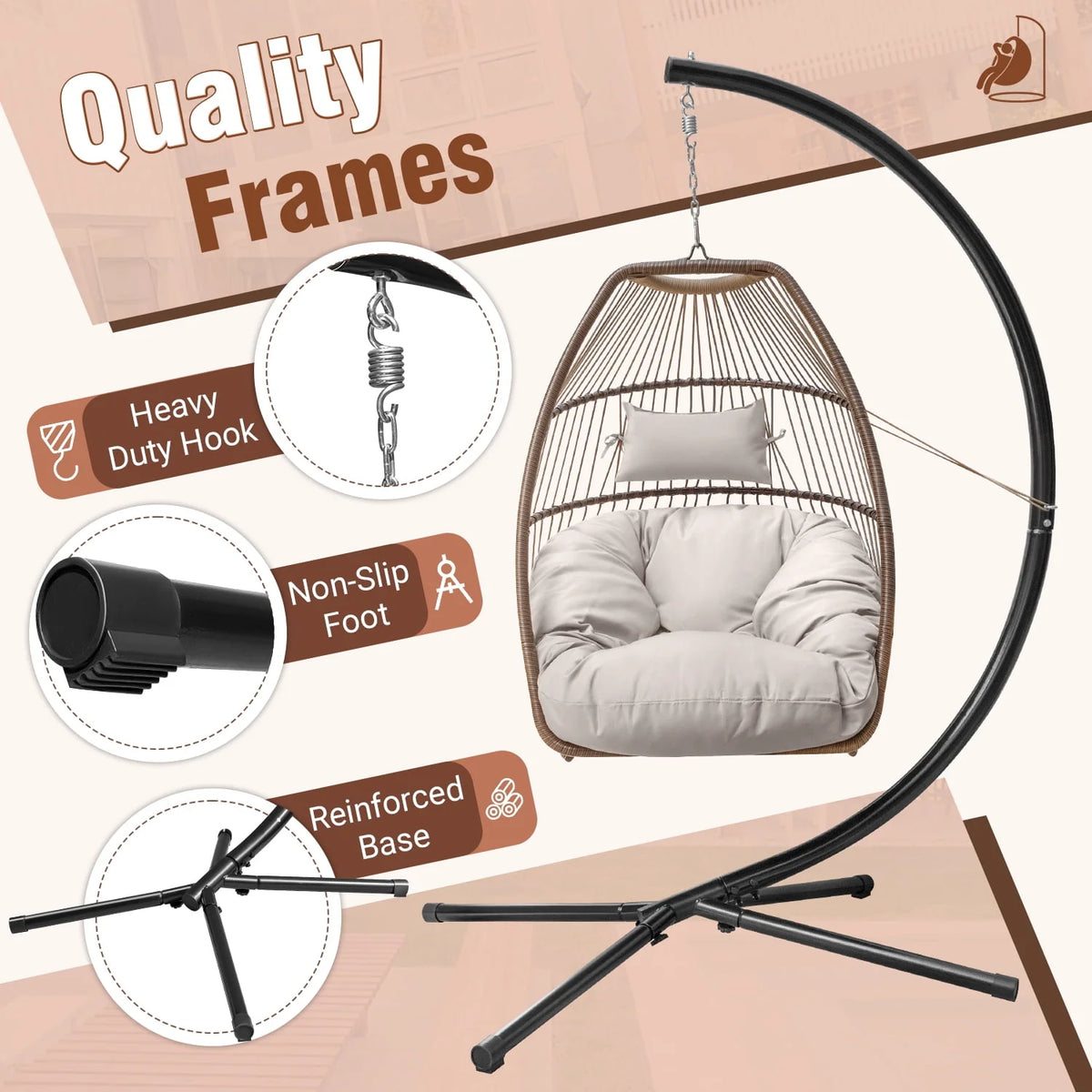 Wicker Hammock Chair with Stand Y662743