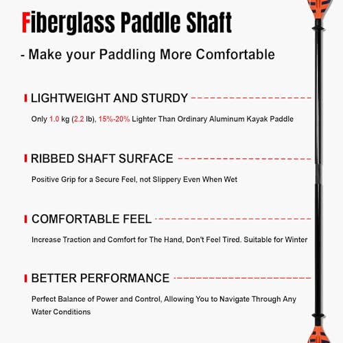 Fiberglass Shaft Adjustable Floating Kayak Paddles 3 Piece M88852